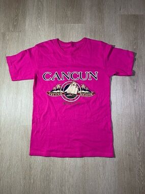 ♡ 4 for $40 ♡ Cancun Graphic Tee in Bright Fuchsia Travel Retro